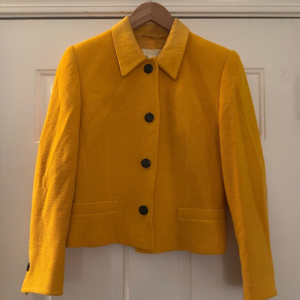 Vintage Yellow Mustard Escada Cropped Blazer Lady Jacket size 36